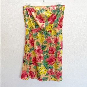 Mossimo Peach Summer Floral Strapless Mini Dress